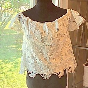 Kendall & Kylie white off shoulder embroidered top